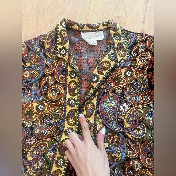 [Loungees] Vintage Paisley Cotton Kaftan House Dress - Picture 7 of 15
